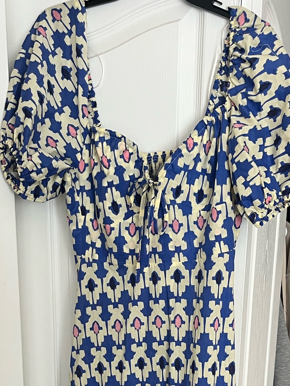 Zara Blue Patterned Puff-Sleeve Maxi Dress - Picture 4 of 4